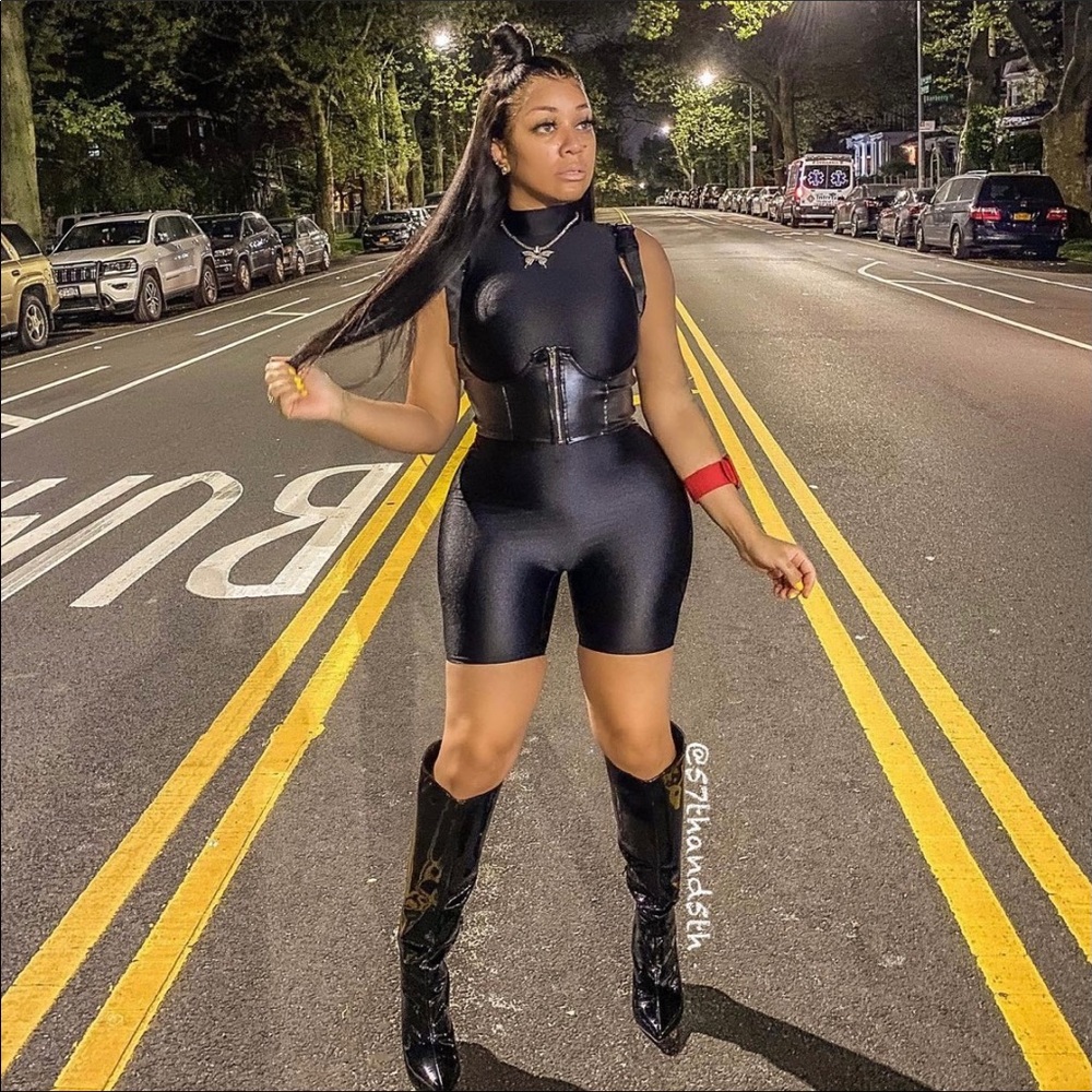 Punk Leather Top; black.